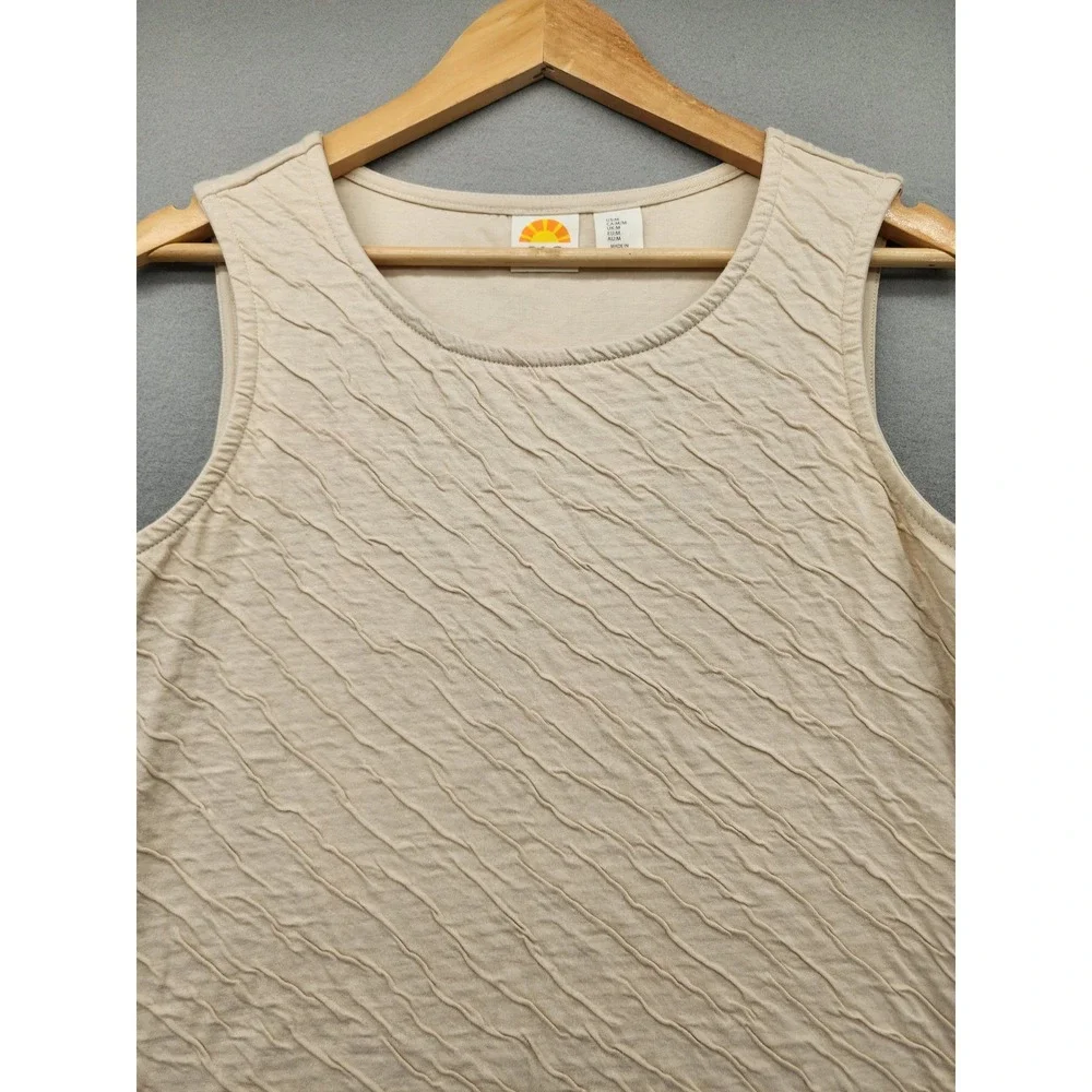 C&C California Tank Top Womens‎ Medium Beige Textured Sleeveless Cotton Stretch